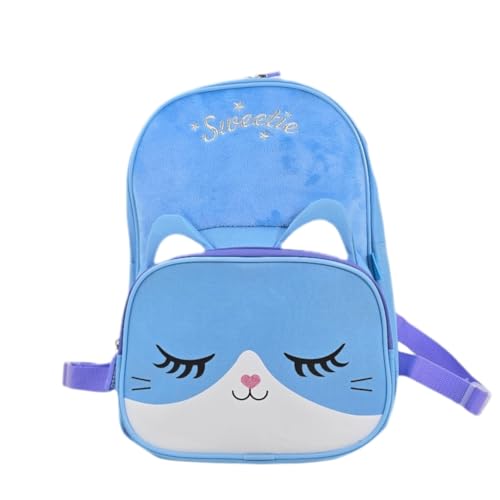 Mochila costa escolar creche passeio infantil animais pet coelhinho gatinho (AZUL)