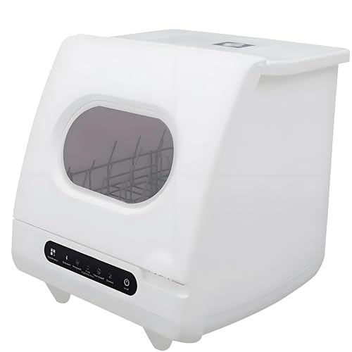 Mini lavavajillas de encimera, portátil con 5 programas de lavado y función de seco, brazos de pulverización de 360° para una limpieza eficiente, ideal para RV, apartamentos y camping