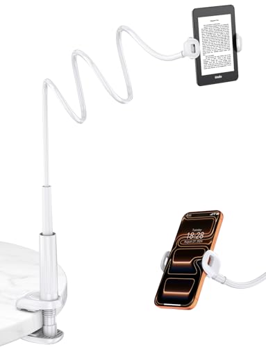 Mumay Schwanenhals Kindle & Handy Halterung Bett: eReader Handyhalter für Tisch, Flexible Arm Verstellbare Ebook Zubehör Ständer