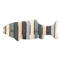 Coatrack FISH Shaped with metal hooks Grey White Taupe or Stained BLUE Brown Cream Cabin Bathroom Nautical Lake House Beach Ocean Sea Wall Home Decor