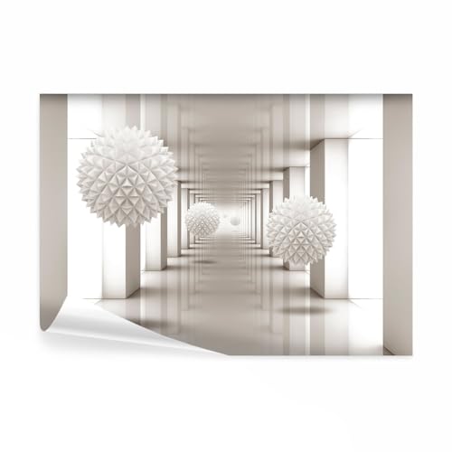 decomonkey Fotomural con efecto 3D abstracción 450x315 cm XL Papel pintado Mural fotográfico Papel pintado mural Papel pintado para paredes Arquitectura Esferas beige