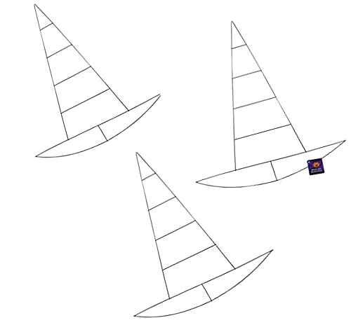 Floral Garden (Set of 3) HT Witch Hat Metal Wreath Form Frame, Halloween Witch Hat Shaped Wreath Form Frame, 22.5x21in. Bundled with Halloween Colors Metal Chenille Stems