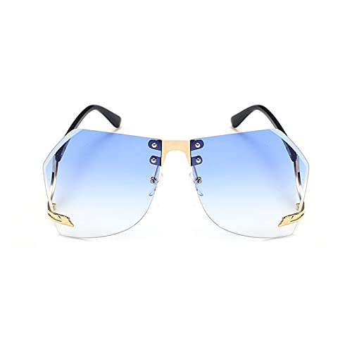 2 pcs -Irregular Rimless Sunglasses Women Metal Frame Oversize Gradient Sun Glasses Fashion Female Clear Shades2