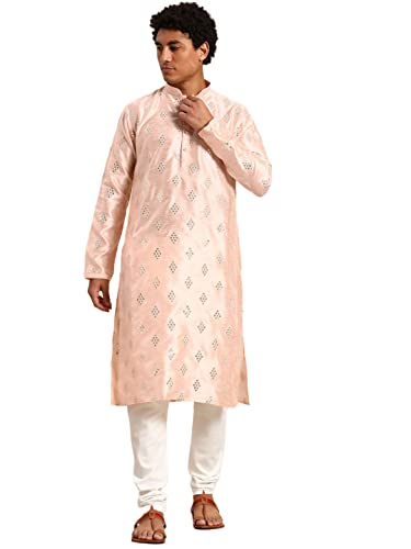 Image of Rajubhai Hargovindas Men's Jacquard Work Kurta Set
