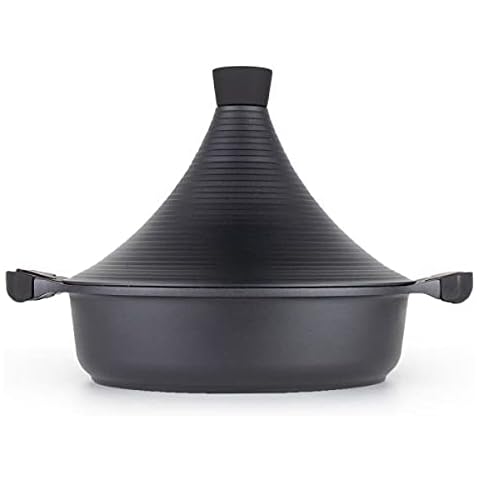 Marokkanische Tajine Agadir Ø 28 cm Keramik Induktion Schwarz, Tagen, Tagine, Bratentopf, Gartopf, in drei Größen erhältlich, Premium Qualität Cover
