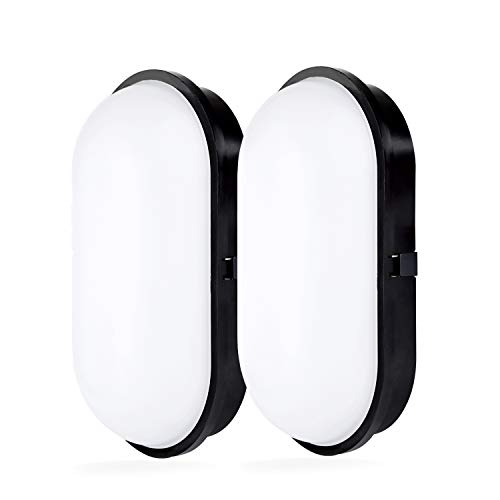 Lámpara LED para Pared Luz Nocturna LED Ovalado 20W 3000K IP65 de Luz Suave para Interiores Exteriores Corredor Baño Jardín Taller - 2 PACK