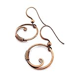 Pillar of Salt Studio Handcrafted Solid Copper Earrings Wire Wrapped Hoops (Antiqued Copper, Small, 5/8' drop)