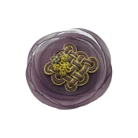 Iche Chiffon Chrysanthemum Brooch/Light Brooch /2.4"x2.4" (6cmx6cm) / Knot, Metal Pin/Craftwork, Handicraft/Made in Korea/Purple Cover