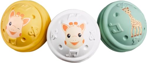 Sophie la Girafe - 3 Balles Musicales Sophie la Girafe - Jeux d'Eveil - Sons Différents - Caoutchouc - Légères et Facile à Saisir - Pour Enfants à Partir...