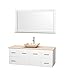 Wyndham Collection Centra 60" Single Bathroom Vanity in Matte White, Ivory Marble Countertop, Avalon Ivory Marble Sink & 58" Mirror