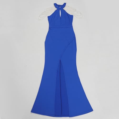 Image of Jigfar Women Sexy Elegant Rhinestone Mesh See Through Party Club Night Split Bodycon Formal Maxi Dress