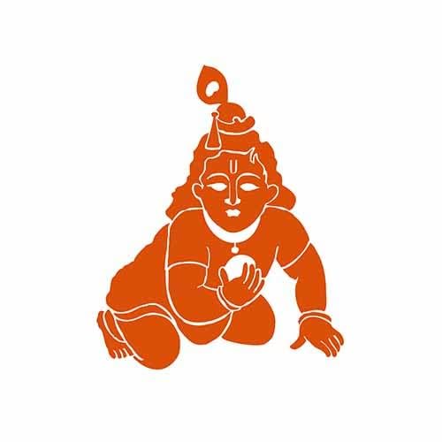 Image of Lord Krishna Vinyl Sticker for Car Bike and Water Proof (Size L-13cm x H-16cm) (Orange)