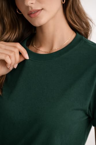 Image of Womens T Shirt Short Sleeve Crew Neck Casual Basic Shirt Soft Cotton Tee Relaxed Fit Lightweight Everyday Women Top Minimalist Style