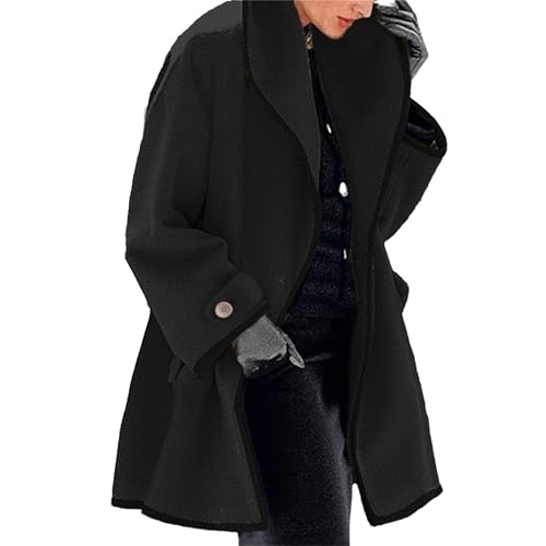 Cardigan trench mi-long femme noir XL en maille chaude pour l'hiver