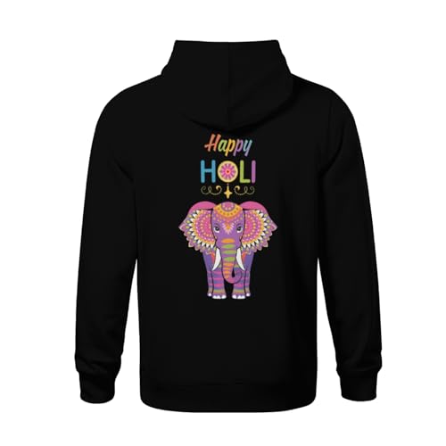 Kids Retro Happy Holi Colors Festival Spring Elephant Boys Girls Lightweight Kangaroo Pocket Fleece Hoodies3