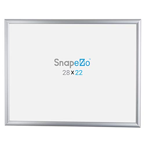 Snapezo Poster Frame 22X28 Inches, Silver 1 Inch Aluminum Profile, Front-Loading Snap Frame, Wall Mounting, Sleek Series #TOP6