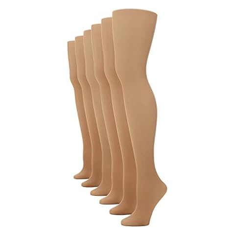 No nonsense Women's Sheer to Waist Pantyhose, Hosiery, Tan - 6 Pair Pack, B US Cover