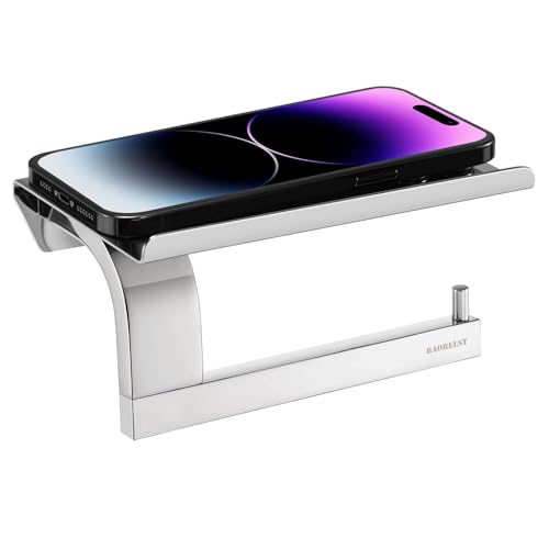 BAORELST Toilettenpapierhalter mit Ablage,304 Edelstahl klopapierhalter,Wandmontage toilettenpapierhalt WC Papier Halterung Chrom für Badzimmer., 24.99