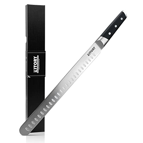 Kitory Schinkenmesser 30cm Tranchiermesser Brisket Messer aus Deutschem hochwertigem Edelstahl, Scharfe Aufschnittmesser mit Ergonomischem Pakkaholz Griff Kitory Schinkenmesser 30cm Tranchiermesser Brisket Messer aus Deutschem hochwertigem Edelstahl, Scharfe Aufschnittmesser mit Ergonomischem Pakkaholz Griff
