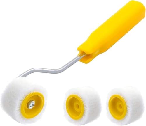 4/5 inch Mini Paint Rollers for Touch up Trim Edge or Corner, Extra Small Paint Wool Brushes, Tiny Painting Tool(1 Brush +2 Rollers)