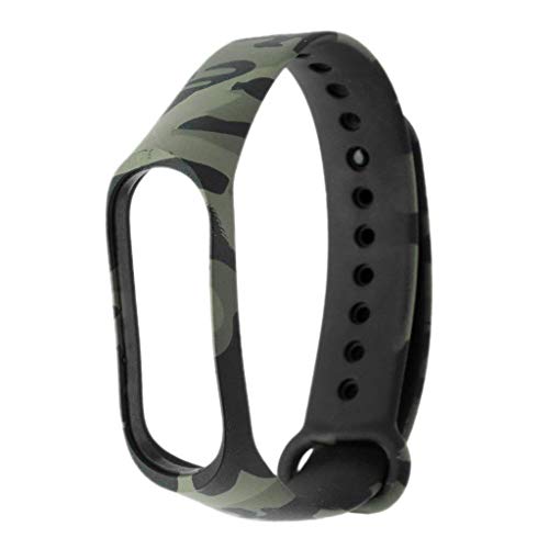 Image of Replacement Silicone Camouflage Army Style Band Strap For Xiaomi Mi smart Band 4 and Mi smart Band 3(Device Not Included) (Army Green)