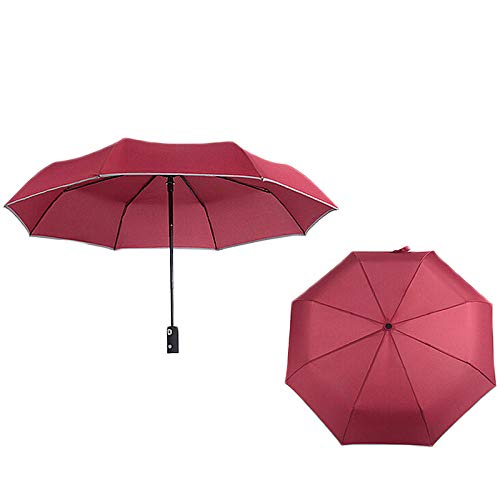 Preisvergleich Produktbild Stockschirme Taschenlampe Vollautomatischer Regenschirm Outdoor Anti UV Taschenschirm Wasserdicht Winddicht Nacht LED Licht Regenschirm Rot