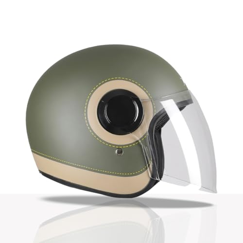 Image of TVS Silk Route Helmet for Men & Women | Vintage Open Face Helmet with Clear Visor | ISI & DOT Certified | ABS Shell | EPS Liner | Retro Stylish for City & Highway Riding