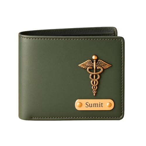 Men's Vegan Leather Personalized Customised Print Wallet with Cus...