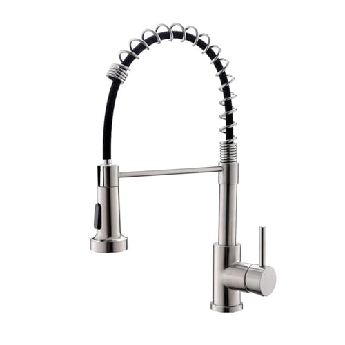 Grifo de cocina de latón y acero inoxidable con resorte de alta resistencia