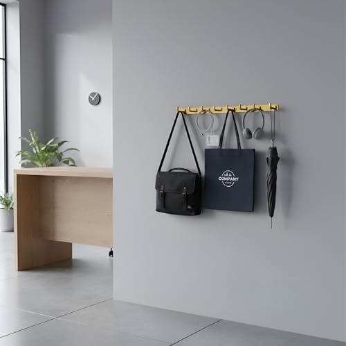 Image of iSTAR Stainless Steel 8 Pin Bathroom Cloth Hooks Hanger Door Bathroom Robe Hooks Rail for Hanging Keys,Clothes,Towel Steel Hook (Gold) (Pack of 1)