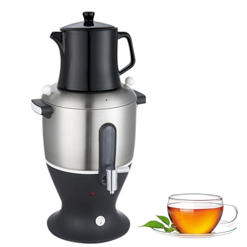 Electric Turkish Tea Maker, Stainless Steel Double Pot Kettle with Infuser & Keep Warm, Large Capacity Samovar for Brewing Coffee and Scented Teas