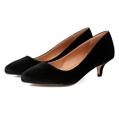 Image of MAIERNISI JESSI Unisex Men's Women's Pointed Toe Kitten Heel Pumps, 2 Inch Low Heel Office Dress Shoes