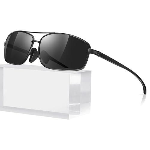 Sunier Occhiali da Sole da Uomo Polarizzati Premium Lega Al-Mg Rettangolari Protezione UV400 guidare pesca