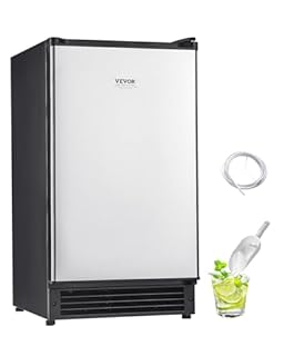 VEVOR Under Counter Ice Maker Machine, Crescent Ice, 25 Lbs/Day Stainless Steel Built in Ice Maker with Reversible Door, 22Lbs Storage Ice Maker Machine for Commercial Home Kitchen, No Drain Required