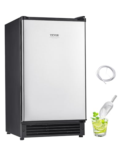 Image of VEVOR Under Counter Ice Maker Machine, Crescent Ice, 25 Lbs /Day Stainless Steel Built in Ice Maker with Reversible Door, 22Lbs Storage Ice Maker Machine for Commercial Home Kitchen, No Drain Required