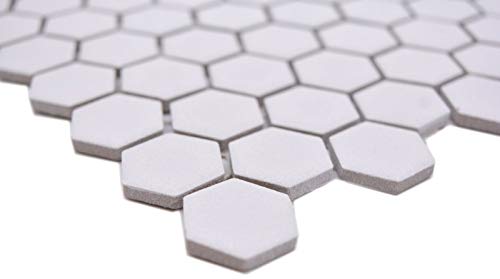 Mosaico de cerámica hexagonal blanco R10B MOS11H-0101-R10_f