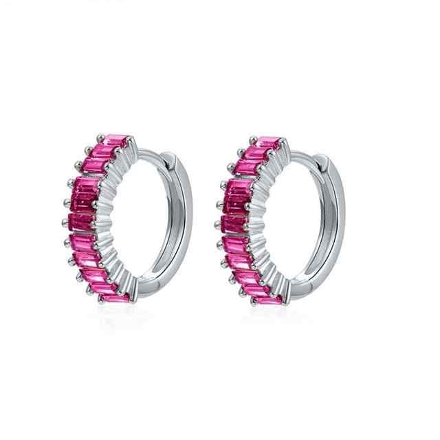 GOLDENCATPendientes Magic Dorados, Pendientes Aro Circonitas, Aros Pequeños con Piedras, Argollas Zircon, Aretes de Plata, Zarcillos, Diámetro Aro 15 mm, Plata de Ley 925, Zircón