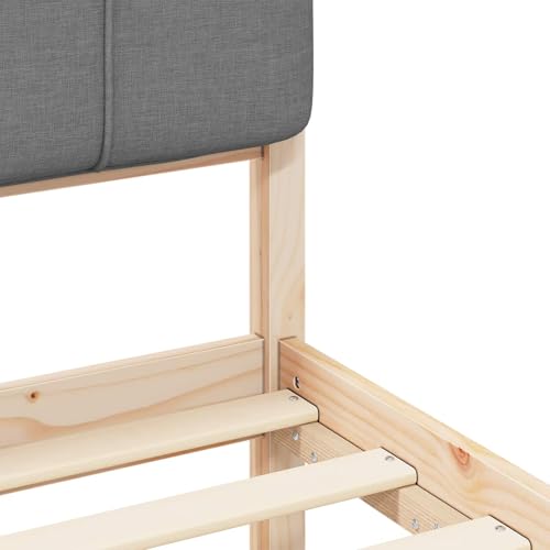 Gecheer Bettgestell mit gepolstertem Kopfteil Hellgrau 90 x 190 cm, Bettrahmen Holzbett Doppelbett für Wohnungen Schlafzimmer Gästehaus878014 – Bild 8