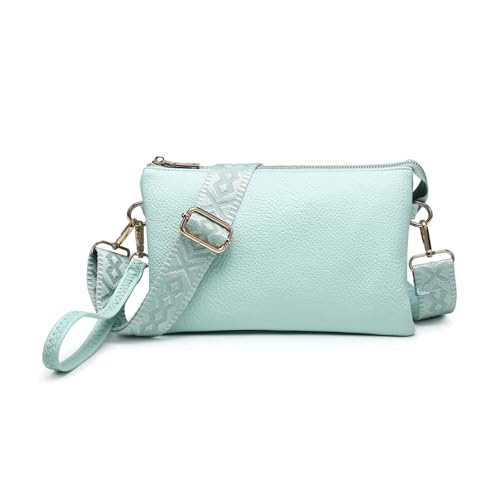 Image of JEN & CO. Izzy Vegan Leather Crossbody Bags Clutch Purses Wristlet Wallet Shoulder Handbag with Guitar Strap for Women
