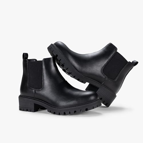 Vepose Women's 9625 Chelsea Ankle Boots, Chunky Low Heel Pull-on Booties with Elastic and Lug Sole3