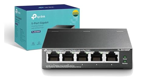 TP-Link TL-SG1005P Commutateur Gigabit LAN PoE 5 ports avec 4 ports PoE+ (65 W, IEEE-802.3af/at, Plug and Play, boîtier en métal robuste)