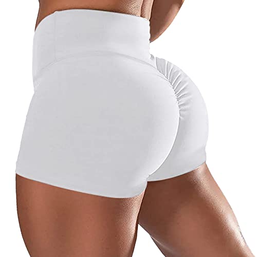 riou Pantalones Cortos Mujer Short Mallas Deportivo Leggins Cortos Boxer Push Up Compresión 3D Anticelulitis Adelgazante Cintura Alta sin Costuras Plisados Opacos Running Training Yoga y Fitness