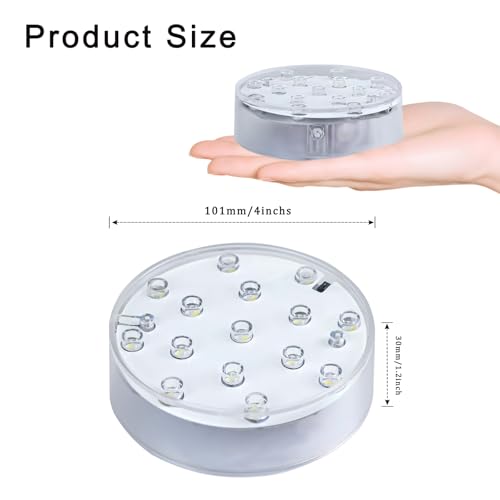 Image of 4 Inches Round Rechargeable Multicolor LED Light Base with Remote Control | LED Light Display pedestal, rechargeable design, great for crystal art, vase, table decor, wedding centerpiece & home party