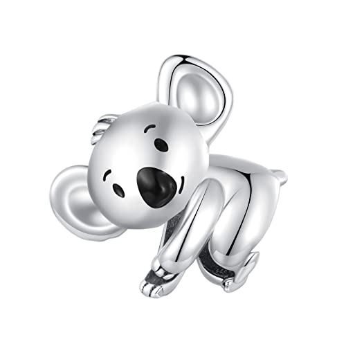 Qings Koala Charm Abalorios 925 Plata de Ley Abalorio Animales, Charms Bead Compatible con Pulsera y Collare, DIY Joyas para Mujer Niña