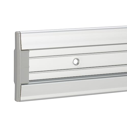 Relaxdays Gerätehalter Wandhalterung, 2er Set, Besenhalter Wand, je 4 Wandklemmen, für Gartengeräte, Aluminium, Silber