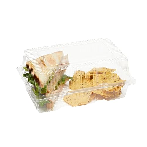 Juvale JZSXP 50 Pack Clear Disposable Food Containers With Hinged Lids, 9X6X4 Inch Plastic Take Out Boxes thumb #6