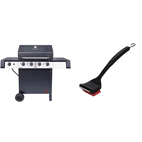 Char-Broil 463331422 Performance Amplifire 4-Burner Cart Style Liquid Propane Gas Grill, Metallic Gray & 8666894 Safer Replaceable Head Nylon Bristle Grill Brush With Cool Clean Technology, One Size #TOP7