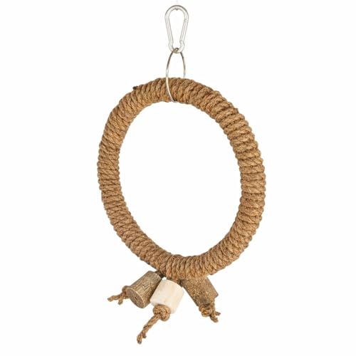 Image of KSK Natural Jute Rope Bird Swing for Medium & Large Parrots | Strong Wooden Perch Hanging Swing Toy | Cage Accessory for African Grey, Amazon, Cockatoo, Macaw
