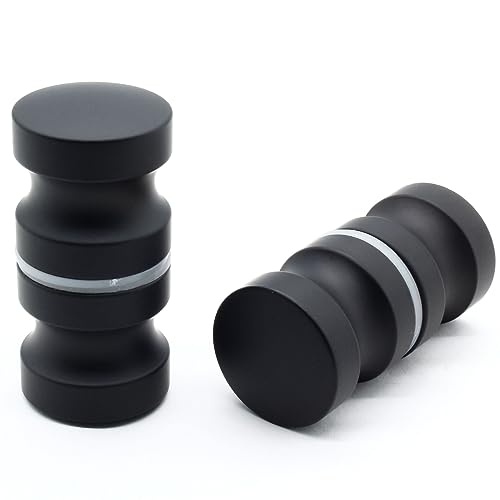Image of 2 Pack Shower Glass Door Handle, Stainless Steel Shower Doors Knob Double Sided Pull Hardware for Bathroom Glass Doors (Black)