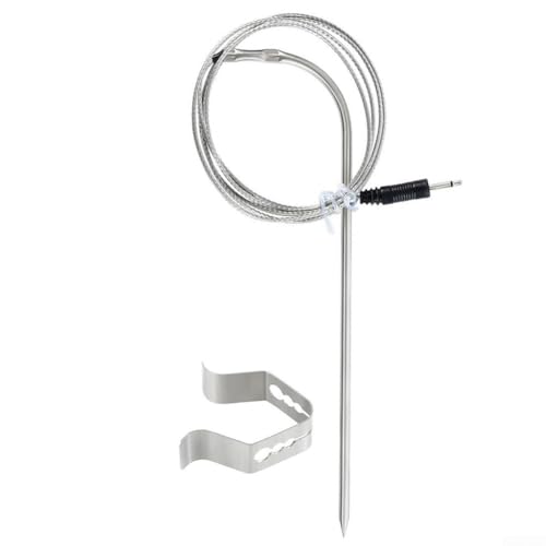 Sensor de sonda de carne de repuesto para parrillas de pellets, sonda de temperatura para barbacoa con clip de sonda para termómetro digital de acero inoxidable, resistente al calor hasta 380.0 °C (1